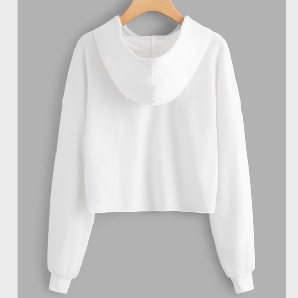 Guilty Print Cropped Hoodie Sweatshirt White Black - Picture 5 of 8